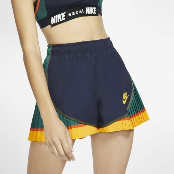 NIKE SACAI navy blue pleated shorts - M - Picture 1 of 5